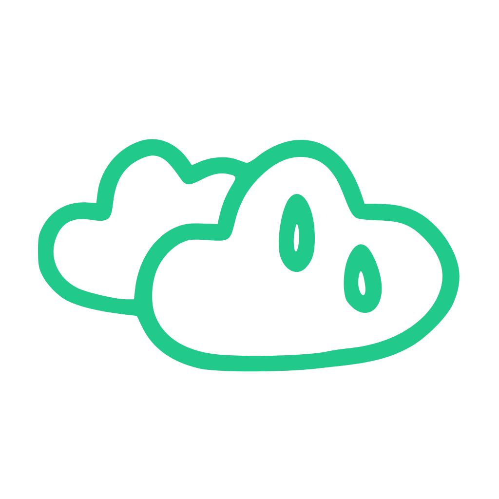 Teal outline drawing of clouds.