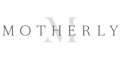 logo of Motherly website in white on a dark background